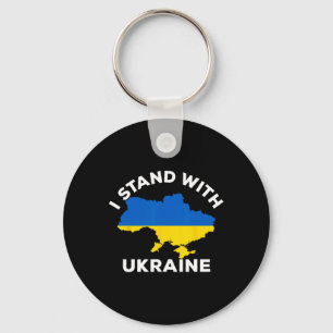 Support Ukraine I Stand With Ukraine Ukrainian Map Keychain