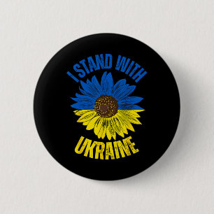 Support Ukraine I Stand With Ukrainian Flag Slava 2 Inch Round Button