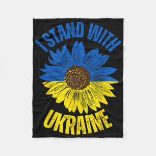 Support Ukraine I Stand With Ukrainian Flag Slava Fleece Blanket