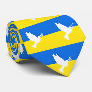 Support Ukraine Neck Tie Peace Dove Ukrainian Flag