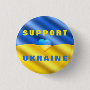 Support Ukraine - Peace - Ukrainian Flag - Freedom 1 Inch Round Button