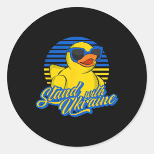 Support Ukraine Rubber Duck Ukrainian Flag Stand W Classic Round Sticker