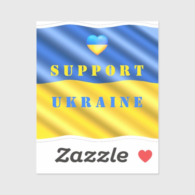 Support Ukraine Sticker Ukrainian Flag Heart (Sheet)