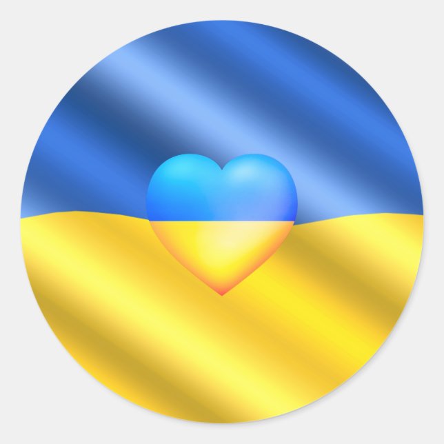 Support Ukraine Sticker Ukrainian Flag Heart (Front)