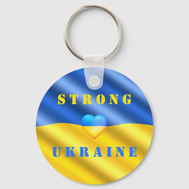 Support Ukraine - Strong - Flag - Freedom - Peace  Keychain (Front)