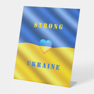 Support Ukraine - Strong - Flag - Freedom - Peace Pedestal Sign