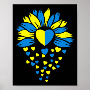 Support Ukraine Sunflower Heart Poster