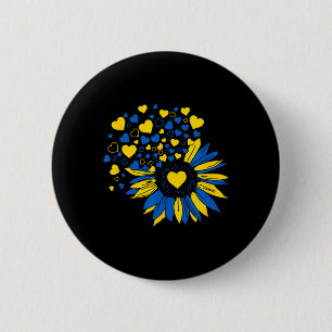 Support Ukraine Sunflower Ukrainian Flag Heart Men 2 Inch Round Button