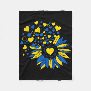 Support Ukraine Sunflower Ukrainian Flag Heart Men Fleece Blanket