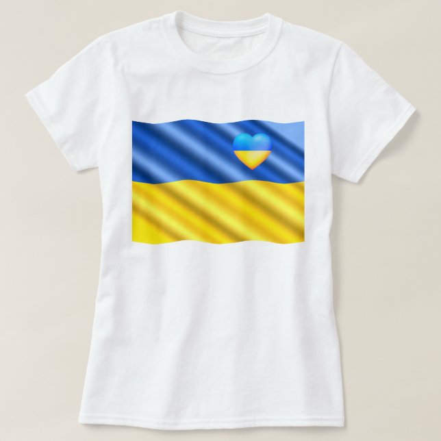 Support Ukraine T-Shirt Ukrainian Flag Heart (Design Front)