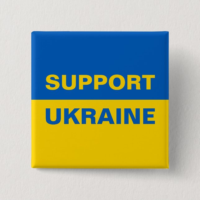 Support Ukraine Ukrainian Flag 2 Inch Square Button (Front)