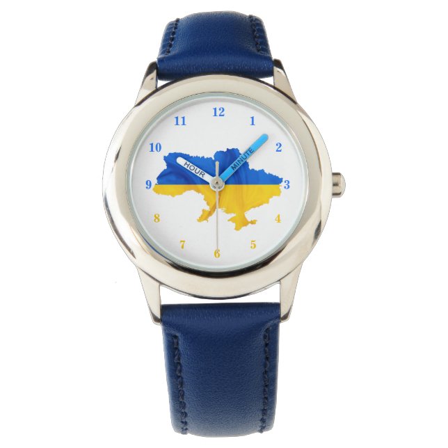 Support Ukraine Watch Ukrainian Flag Map (Front)