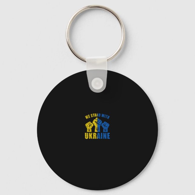 Support Ukraine - We Stand With Ukraine Flag Desig Keychain (Front)
