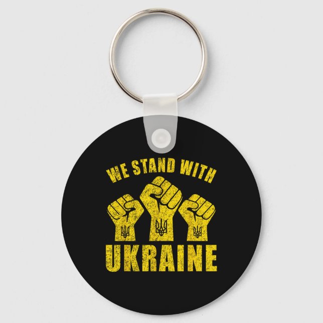 Support Ukraine - We Stand With Ukraine  Keychain (Front)