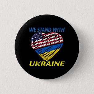 Support Ukraine We Stand With Ukraine Usa Flag Ret 2 Inch Round Button