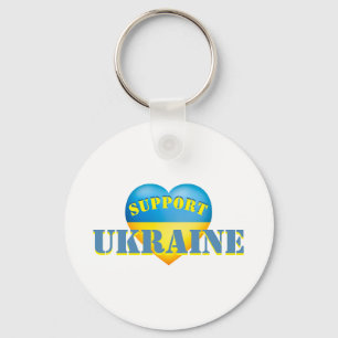 Support Ukraine Yellow and Blue Heart  Keychain