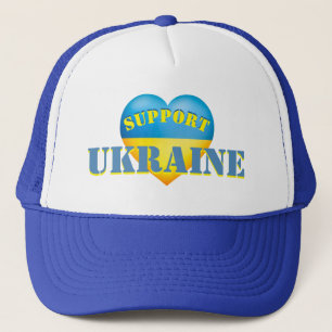 Support Ukraine Yellow and Blue Heart Trucker Hat