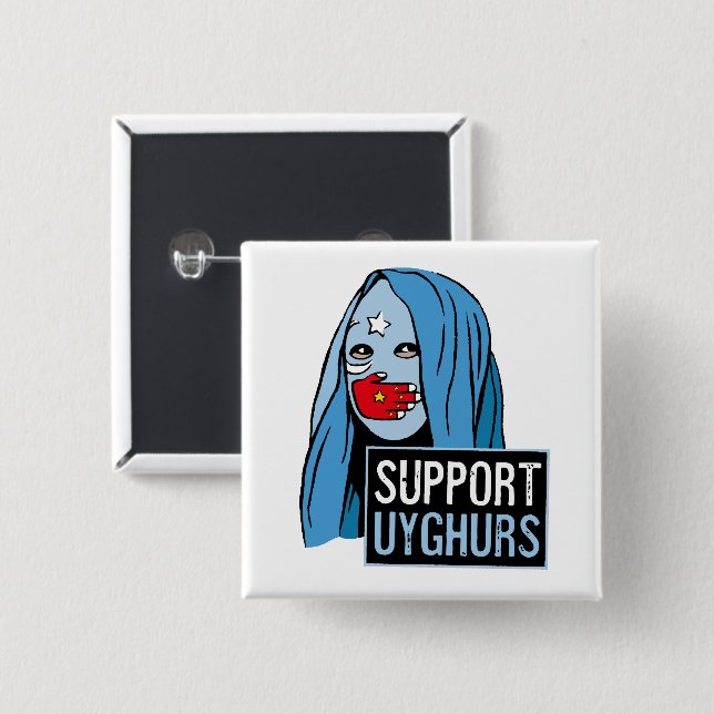 Support Uyghurs 2 Inch Square Button (Front & Back)