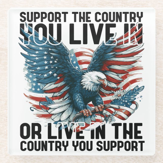 Support your country glass coaster (Front)