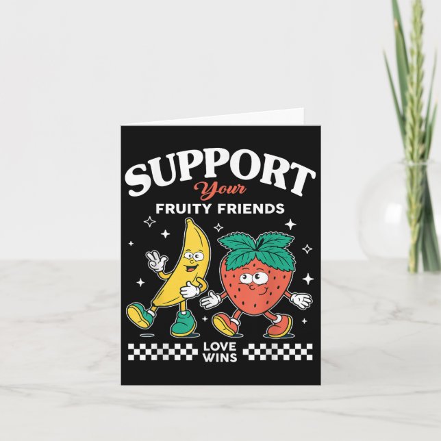 Support Your Fruity Friends Love Win Strawberry Ba Card (Front)