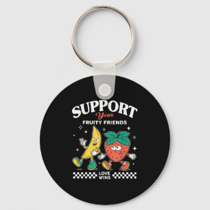 Support Your Fruity Friends Love Win Strawberry Ba Keychain