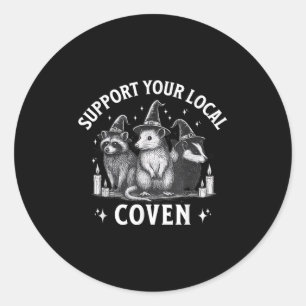 Support Your Local Coven Raccoon Opossum Skunk Hal Classic Round Sticker