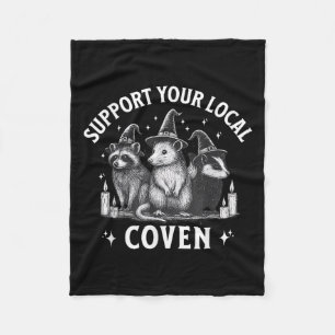 Support Your Local Coven Raccoon Opossum Skunk Hal Fleece Blanket