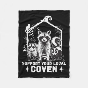 Support Your Local Coven Raccoon Opossum Skunk Hal Fleece Blanket