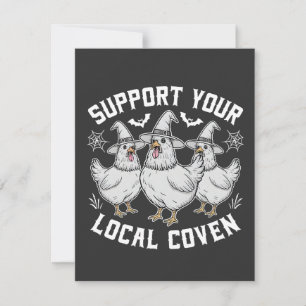 Support Your Local Coven Rooster Halloween Spooky Invitation