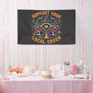 Support Your Local Coven Spooky Raccoon Halloween Banner