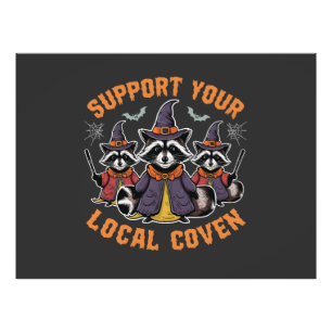 Support Your Local Coven Spooky Raccoon Halloween Photo Print