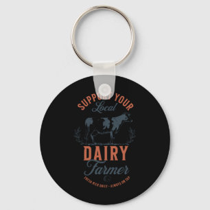 Support Your Local Dairy Farmer, Eat Local Breastf Keychain