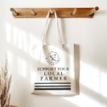 Support Your Local Farmer Personalized Tote Bag<br><div class="desc">Give your business a special touch with this budget tote bag. With a custom quote "support your local farmer" and your personalized monogram below with a chicken illustration circled by a wreath. Check out our store for more tote bag designs.</div>