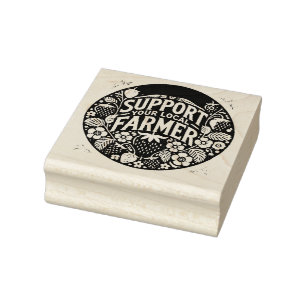 Support your Local Farmer Strawberries             Rubber Stamp