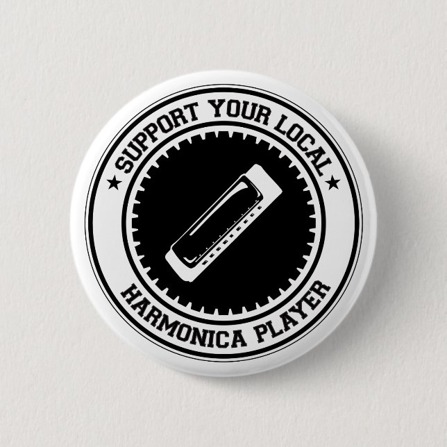 Support Your Local Harmonica Player 2 Inch Round Button (Front)