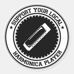 Support Your Local Harmonica Player Classic Round Sticker