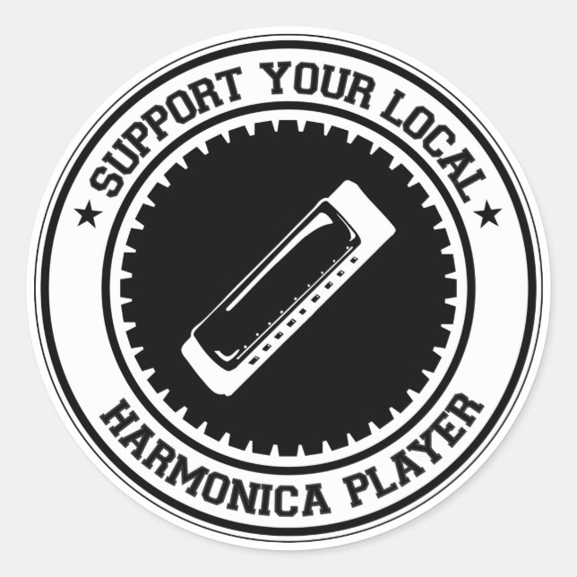 Support Your Local Harmonica Player Classic Round Sticker (Front)