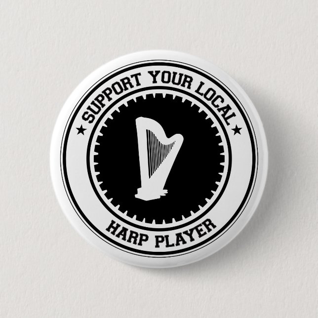 Support Your Local Harp Player 2 Inch Round Button (Front)