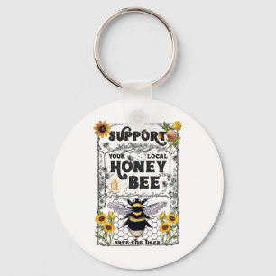 Support Your Local Honey Bee Earth Day Save The Be Keychain
