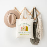 Support Your Local Library Custom Tote Bag<br><div class="desc">Carry your books in style with this custom “Support Your Local Library” tote bag featuring a cute hand-drawn books and flower graphic. Personalize it with your library’s name, local town, or city for a meaningful design that shows community pride. Perfect for book lovers, teachers, librarians, and avid readers, this durable...</div>