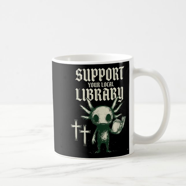 Support your local library goth book  coffee mug (Right)
