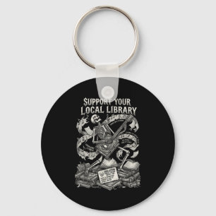 Support your local library goth book keychain