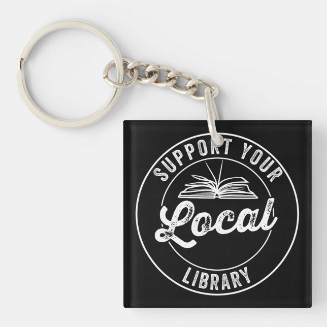 Support Your Local Library Magnet Keychain (Front)