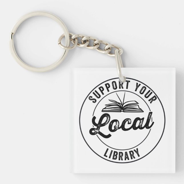 Support Your Local Library Magnet Keychain (Front)