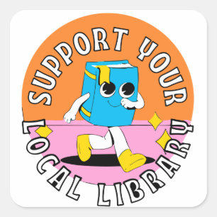 support your local library square for kids sticker