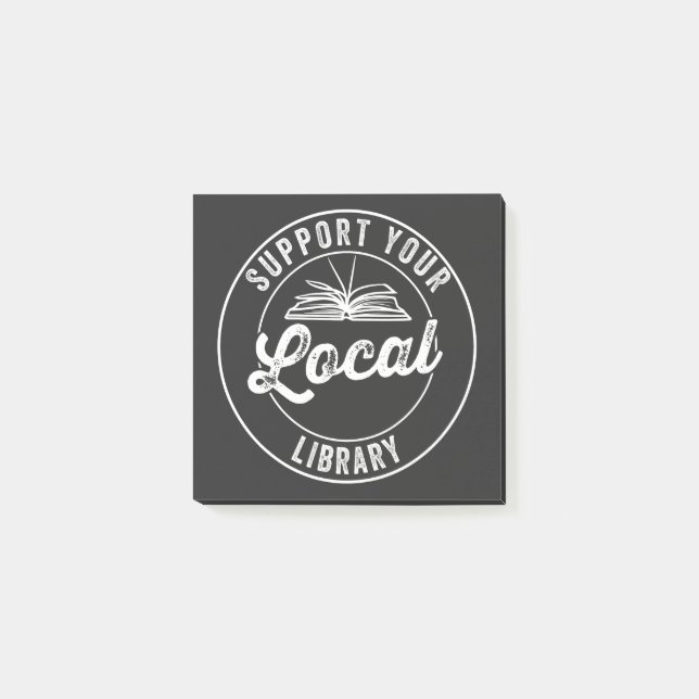 support your local librarY Square Sticker T-Shirt Post-it Notes (Front)