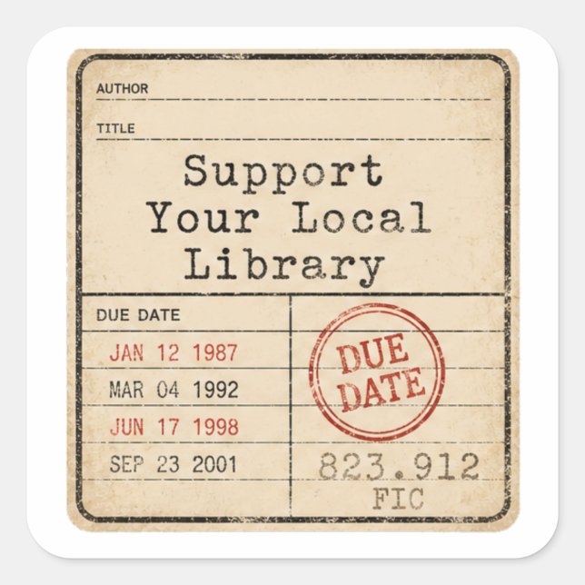 Support Your Local Library - Vintage Card Label (Front)