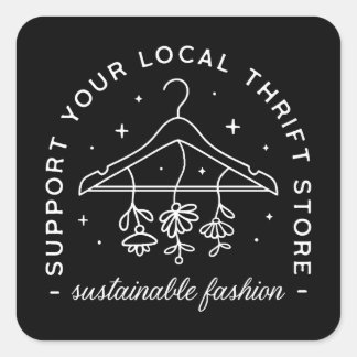 Support your local thrift store secondhand square sticker