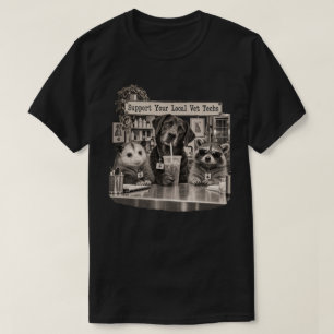 Support Your Local Vet Techs Raccoon Opossum Dog T-Shirt
