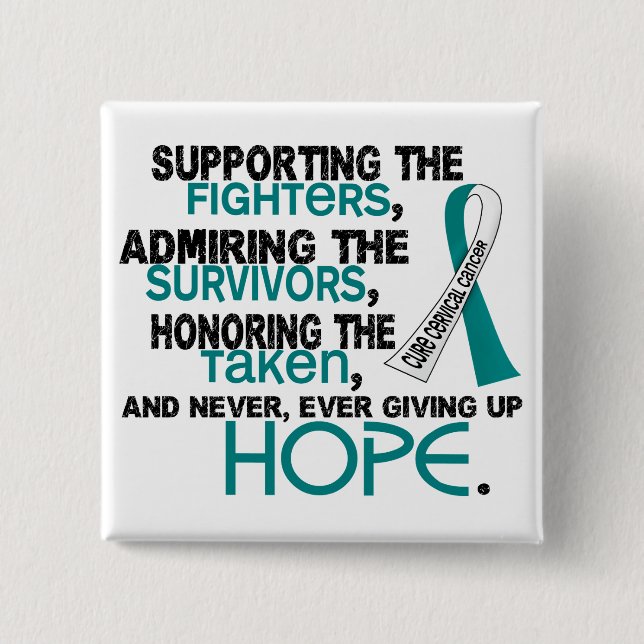 Supporting Admiring Honouring 3.2 Cervical Cancer 2 Inch Square Button (Front)